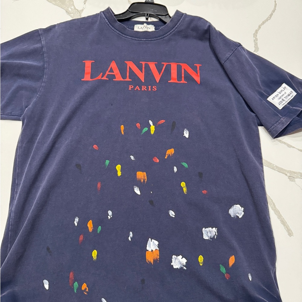 Lanvin Dark Blue T-Shirt with Colorful Accents